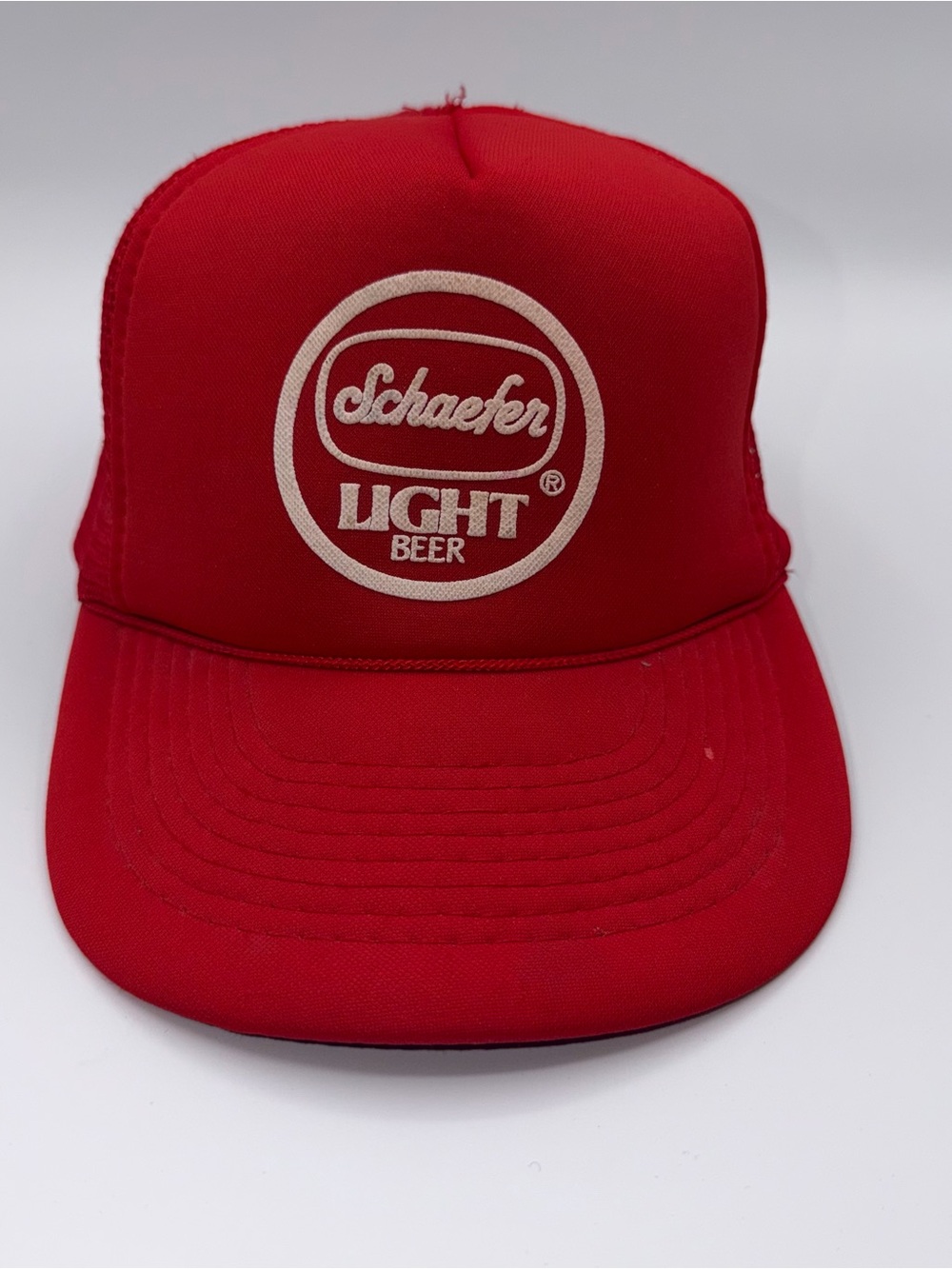 Vintage Schaefer Beer Cap Hat Snap Back Red Circle Logo Designer Pro Brand